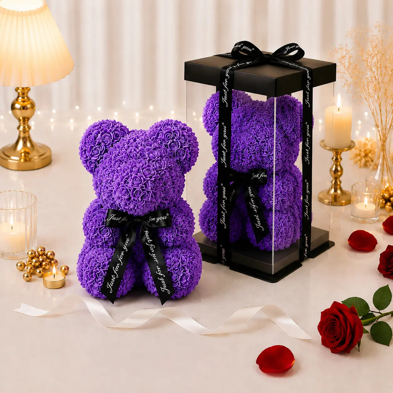 Ourson en Roses Éternelles - Symbole d'amour Jiina